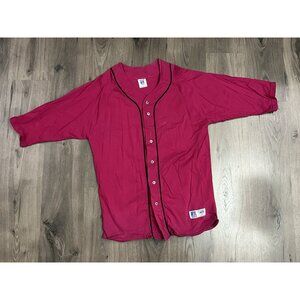 Vtg Russell Athletic Men’s Blank Button Up Jersey Pink XL Made In USA 1/2 Sleeve